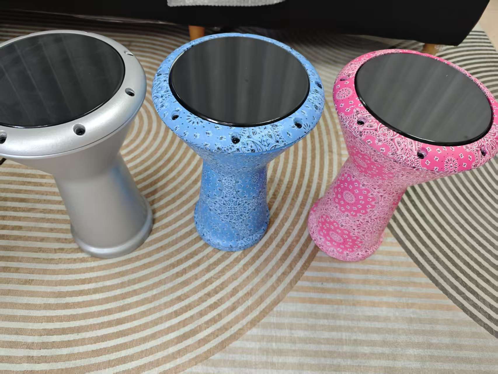 Darbukas in different colors and finishes